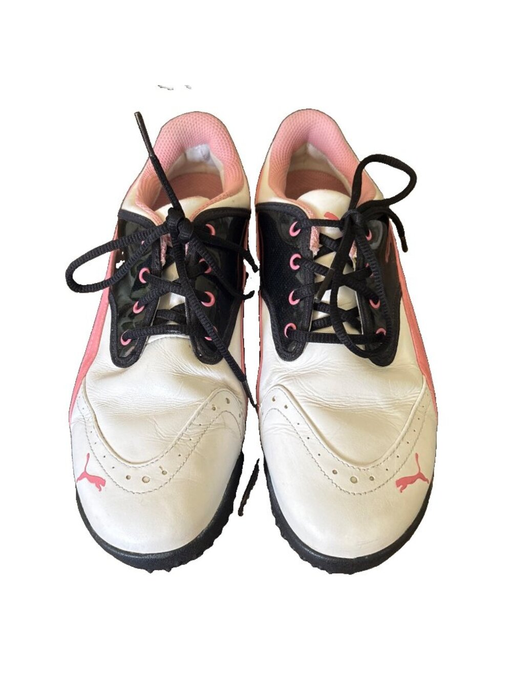 Puma Women's Golf Shoes Size 9 White Pink Cleats Spikes EcoOrtholite